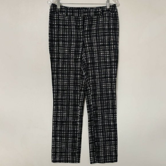 APT 9 Women Pants Modern Fit Size 6 Black White Plaid Straight Leg Stretch - Picture 1 of 9
